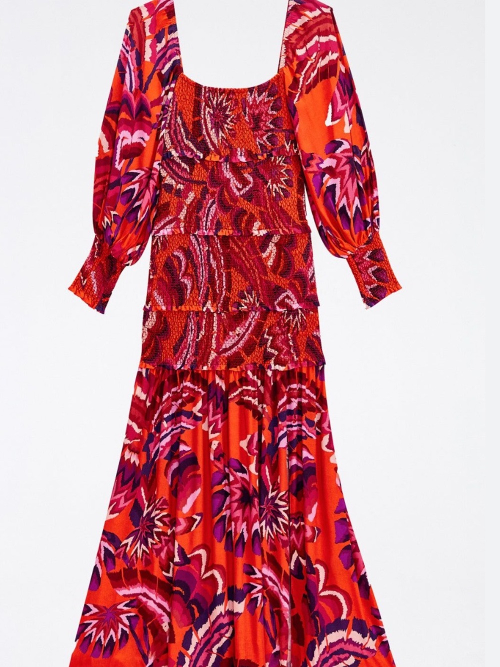 farm rio chevron forest maxi dress L Red Floral Tiered Maxi Dress - Women L - Picture 4 of 6